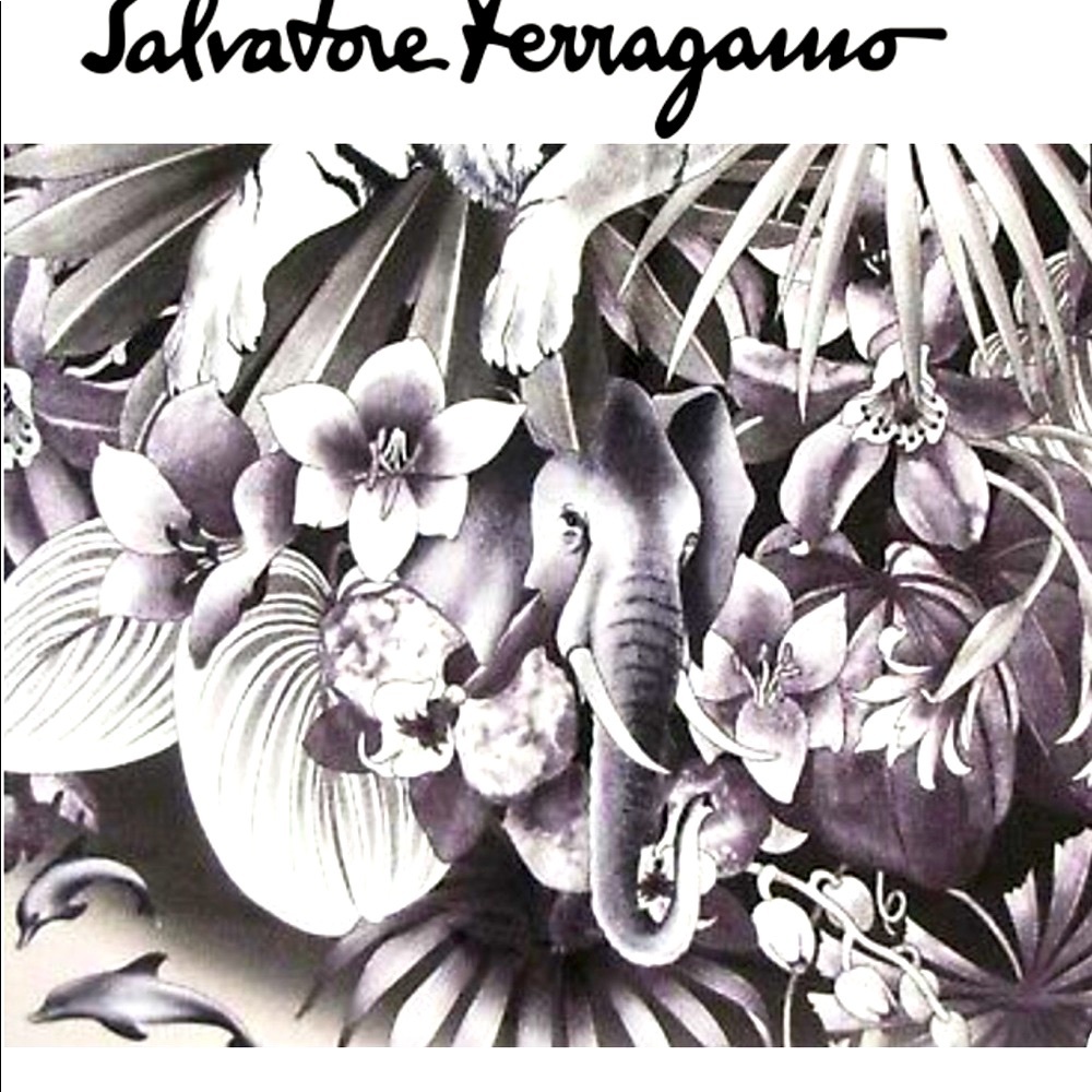 🔴SOLD Salvatore Ferragamo Animals Print Silk Scarf